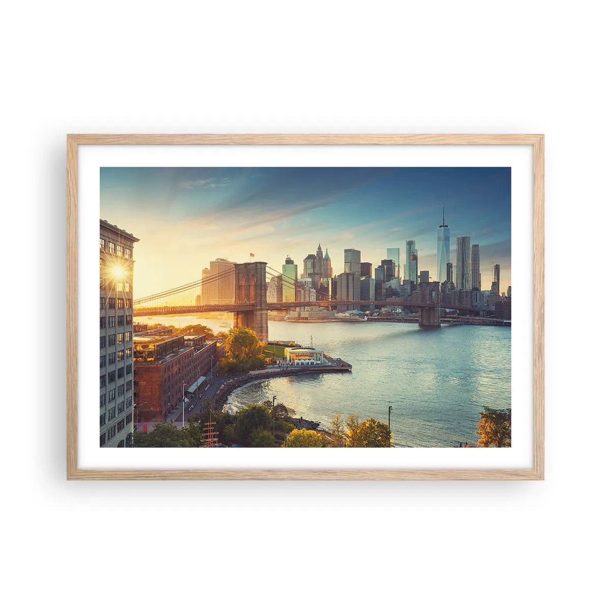 Poster in cornice rovere chiaro - L'alba nella grande città - 70x50 cm