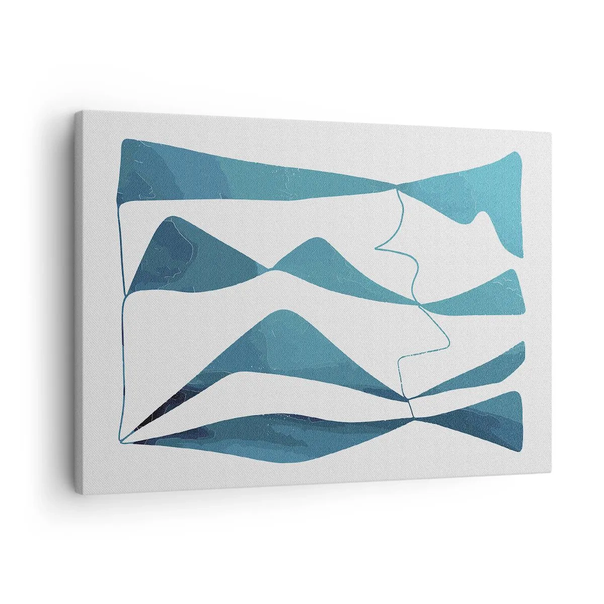 Quadro su tela - Stampe su Tela - Forme astratte nelle tonalità del blu su sfondo bianco - 70x50cm - Astrazione: legame turchese - Decorazione murale moderna per soggiorno e camera da letto ARTTOR