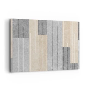 Quadro su tela - Stampe su Tela - Composizione geometrica nei toni del grigio e del beige - 100x70cm - Composizione: rigare dritto - Decorazione murale moderna per soggiorno e camera da letto ARTTOR