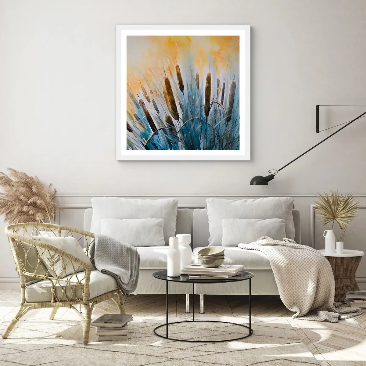 Poster in cornice bianca - Fresco dell'acqua, calore del sole - 30x30 cm