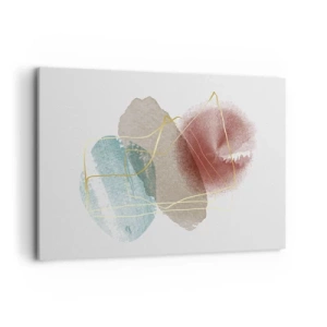 Quadro su tela - Stampe su Tela - Forme astratte con colori delicati e linee dorate - 120x80cm - Coralli dello spazio - Decorazione murale moderna per soggiorno e camera da letto ARTTOR