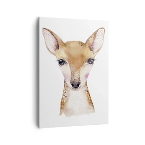 Quadro su tela - Stampe su Tela - Ritratto ad acquerello di un giovane capriolo su sfondo bianco - 50x70cm - La natura dell'innocenza - Decorazione murale moderna per soggiorno e camera da letto ARTTOR