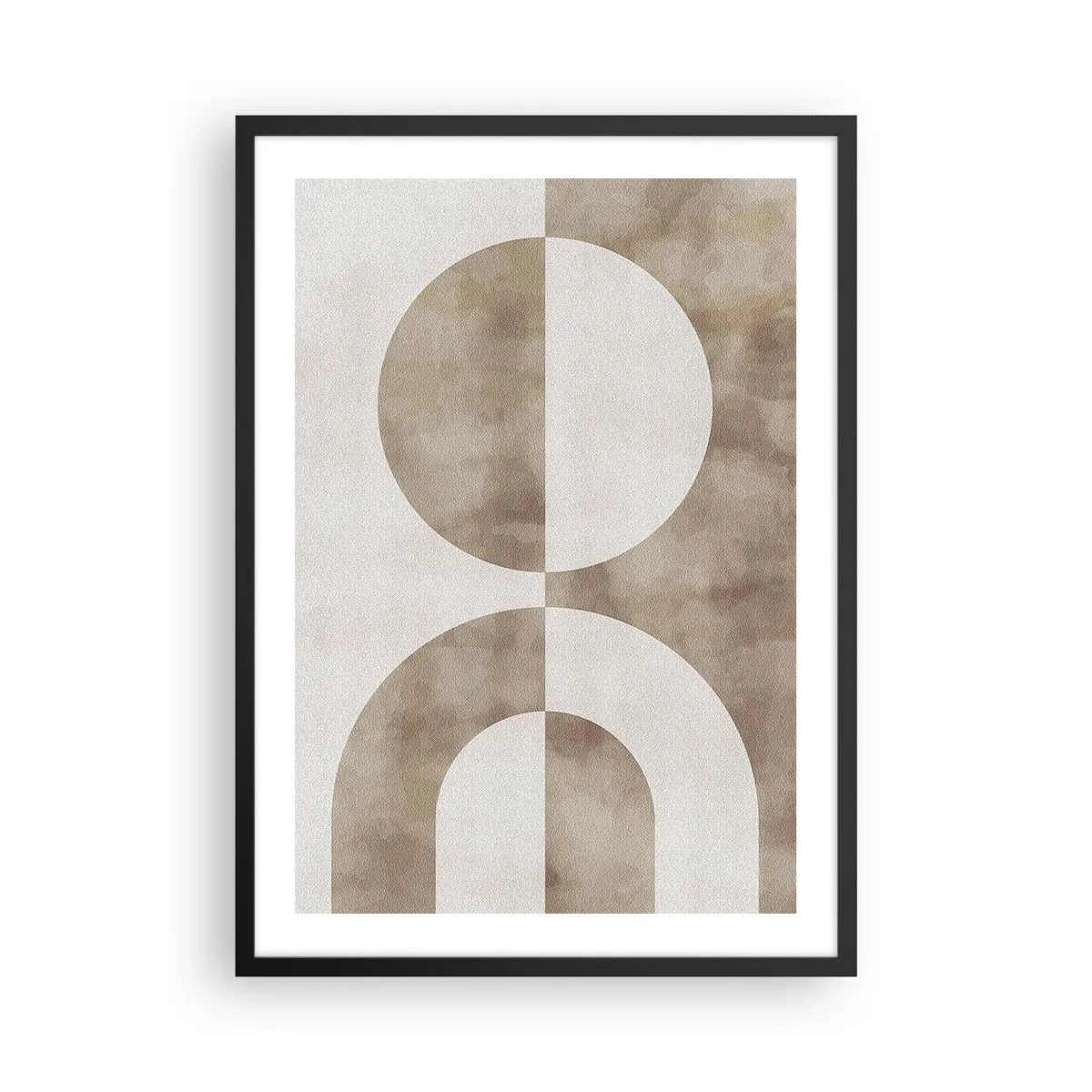 Poster in cornice nera - Astrazione geometrica in calde tonalità beige - 50x70cm - Analogie e differenze - Decorazione murale moderna per soggiorno e camera da letto ARTTOR