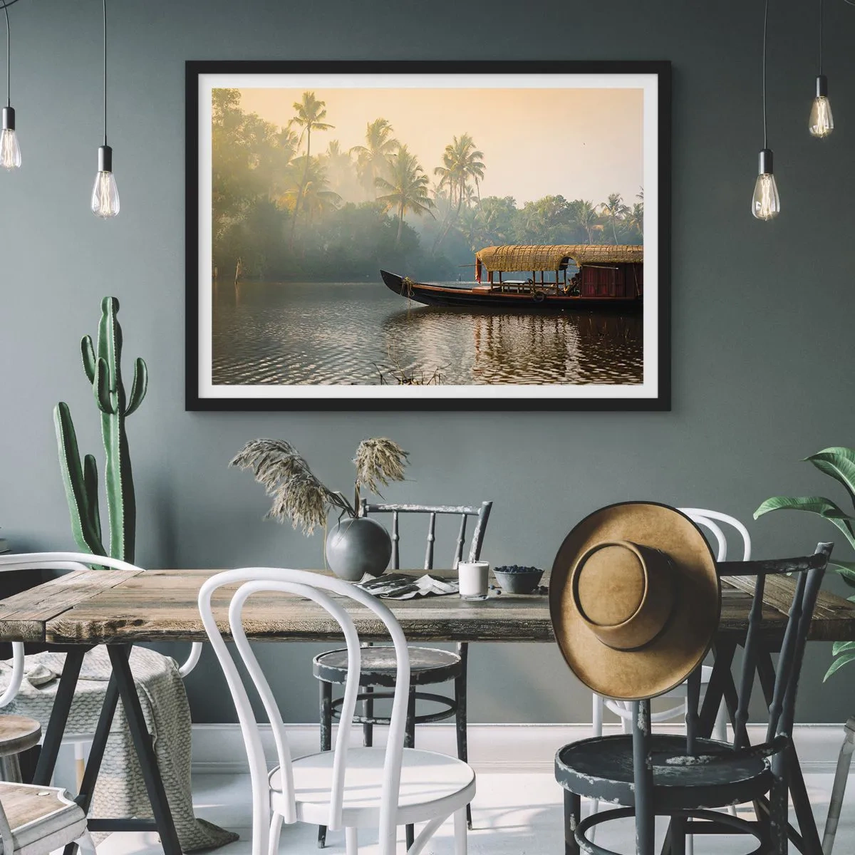 Poster in cornice nera - Casa sul fiume - 40x30 cm