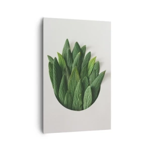 Quadro su tela - Stampe su Tela - Una composizione di foglie verdi su uno sfondo chiaro - 80x120cm - Curiosità irrefrenabile - Decorazione murale moderna per soggiorno e camera da letto ARTTOR