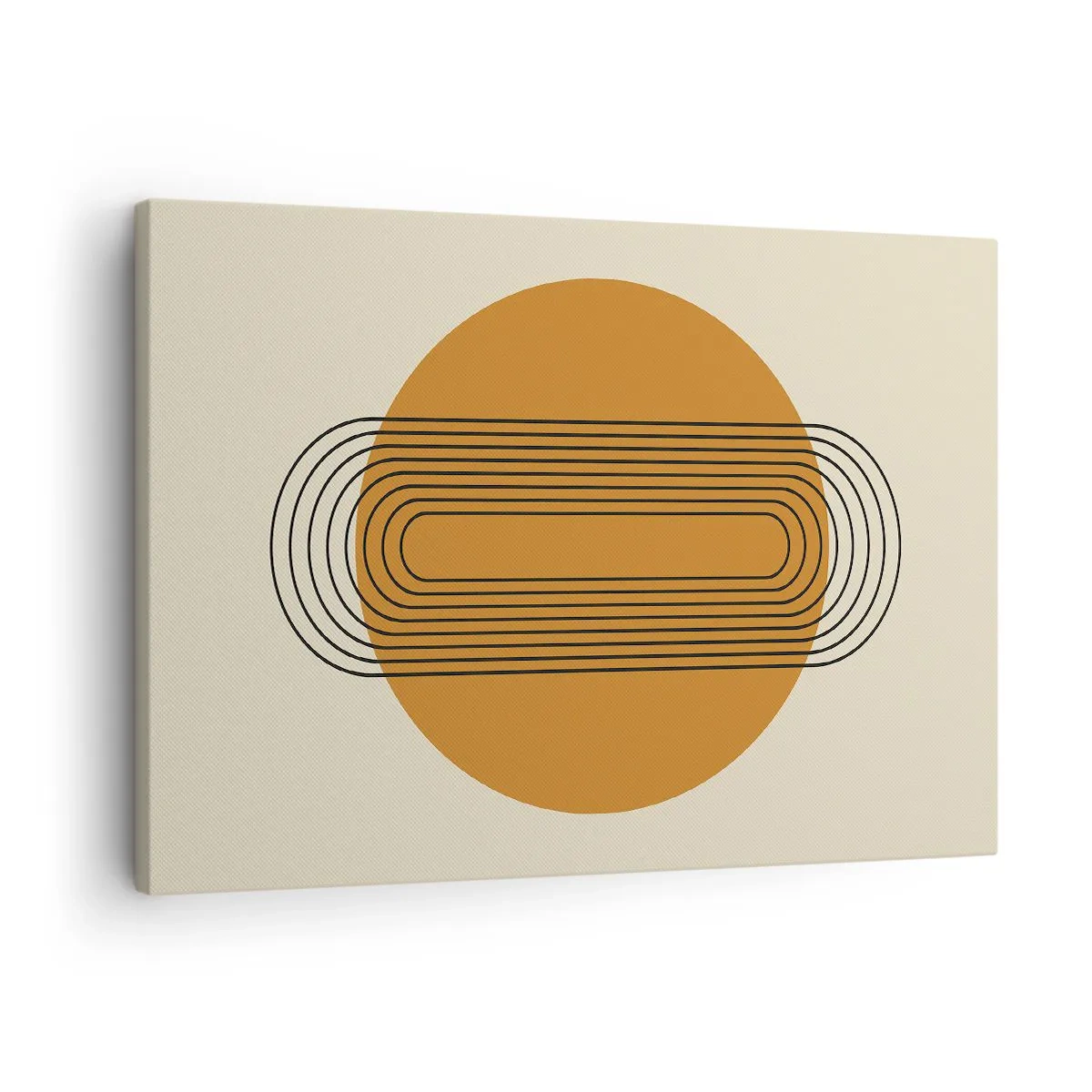 Quadro su tela - Stampe su Tela - Motivo geometrico con cerchi e linee arancioni - 70x50cm - Piano perfetto - Decorazione murale moderna per soggiorno e camera da letto ARTTOR