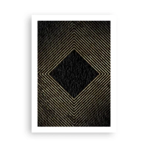 Poster - Linee geometriche dorate su sfondo nero - 50x70cm - Geometria in stile glamour - Decorazione murale moderna per soggiorno e camera da letto ARTTOR
