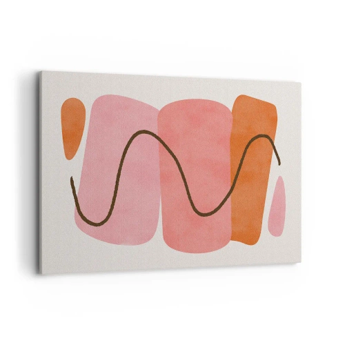 Quadro su tela - Stampe su Tela - Forme astratte nelle tonalità del rosa e dell'arancione - 120x80cm - Il delicato movimento delle forme - Decorazione murale moderna per soggiorno e camera da letto ARTTOR