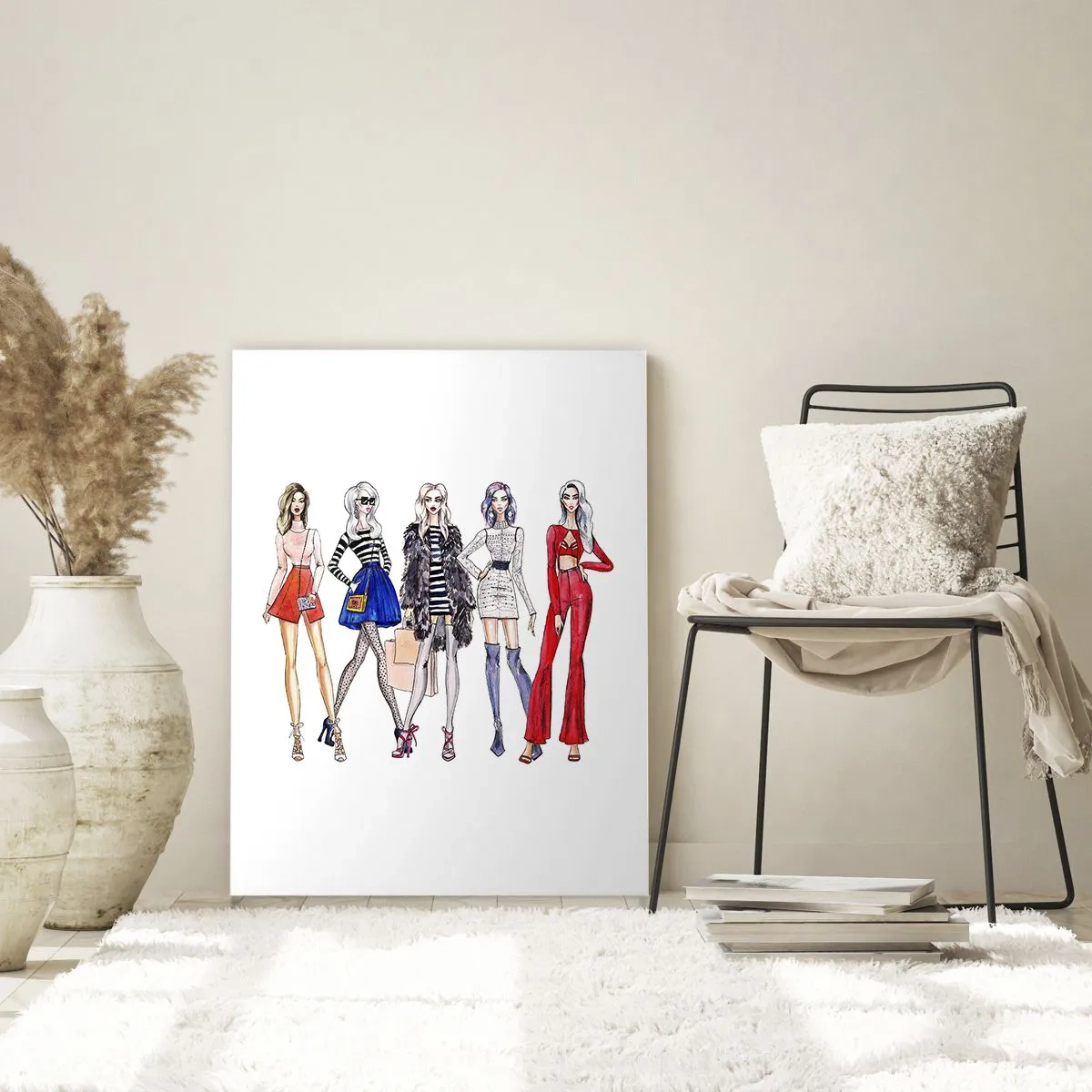 Quadro su vetro - Illustrazioni eleganti di silhouette di moda - 80x120cm - Every week Fashion Week - Decorazione murale moderna per soggiorno e camera da letto ARTTOR