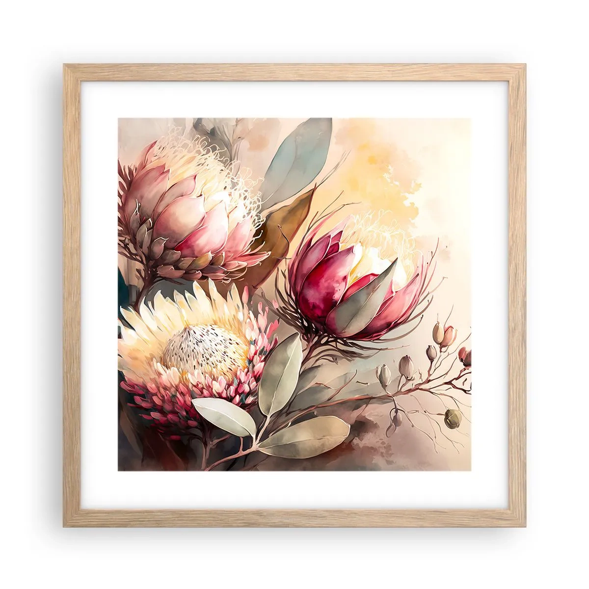 Poster in cornice rovere chiaro - Di profilo e di fronte - 40x40 cm