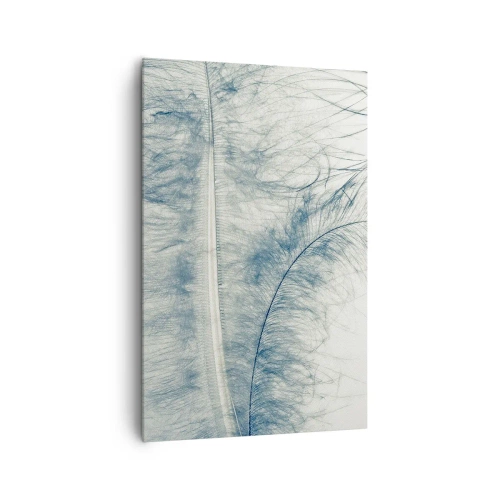 Quadro su tela - Stampe su Tela - Una piuma delicata in tonalità pastello su uno sfondo chiaro - 80x120cm - Il sussurro della natura - Decorazione murale moderna per soggiorno e camera da letto ARTTOR