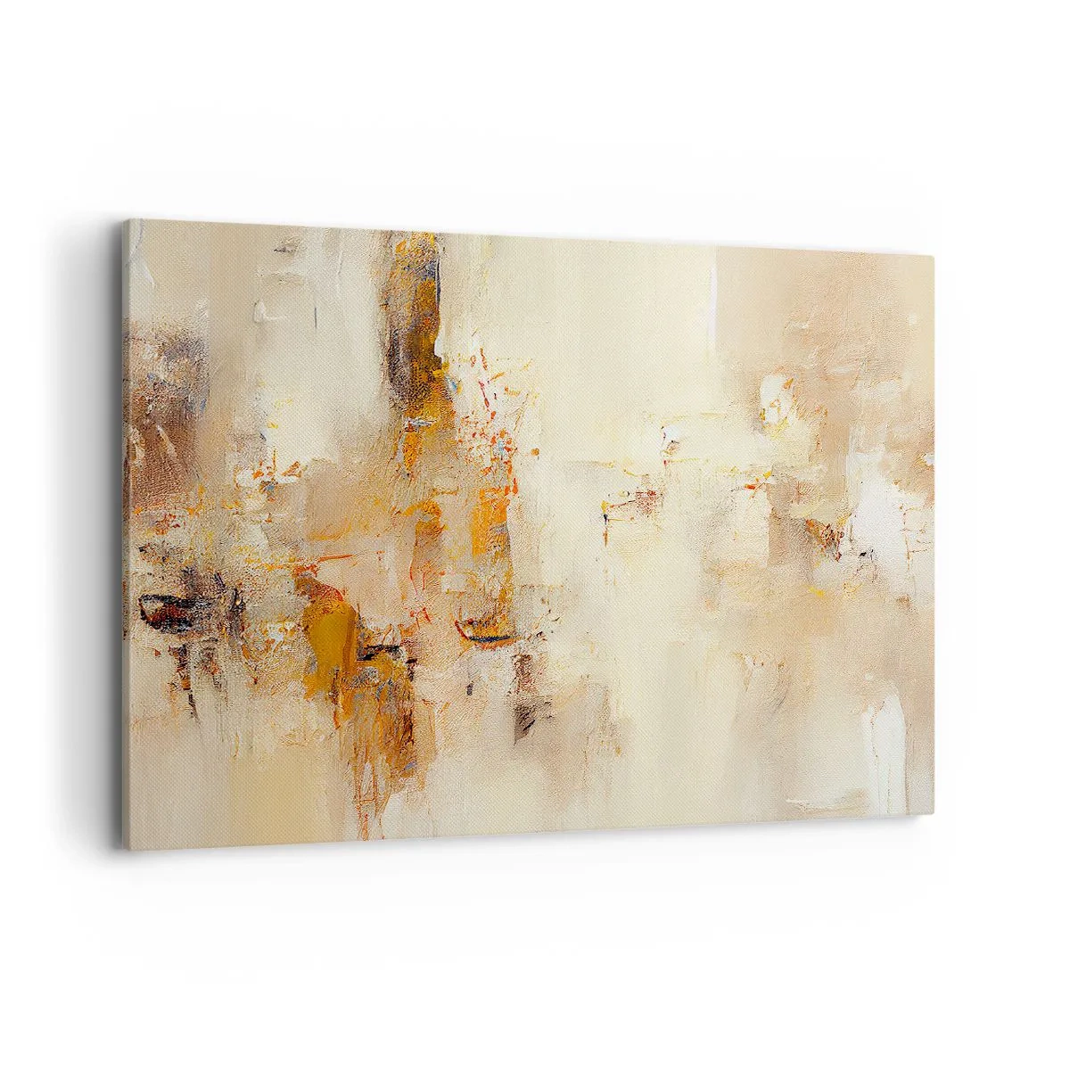 Quadro su tela - Stampe su Tela - Una composizione astratta nelle calde tonalità del giallo e del marrone. - 100x70cm - L'anima dell'ambra - Decorazione murale moderna per soggiorno e camera da letto ARTTOR