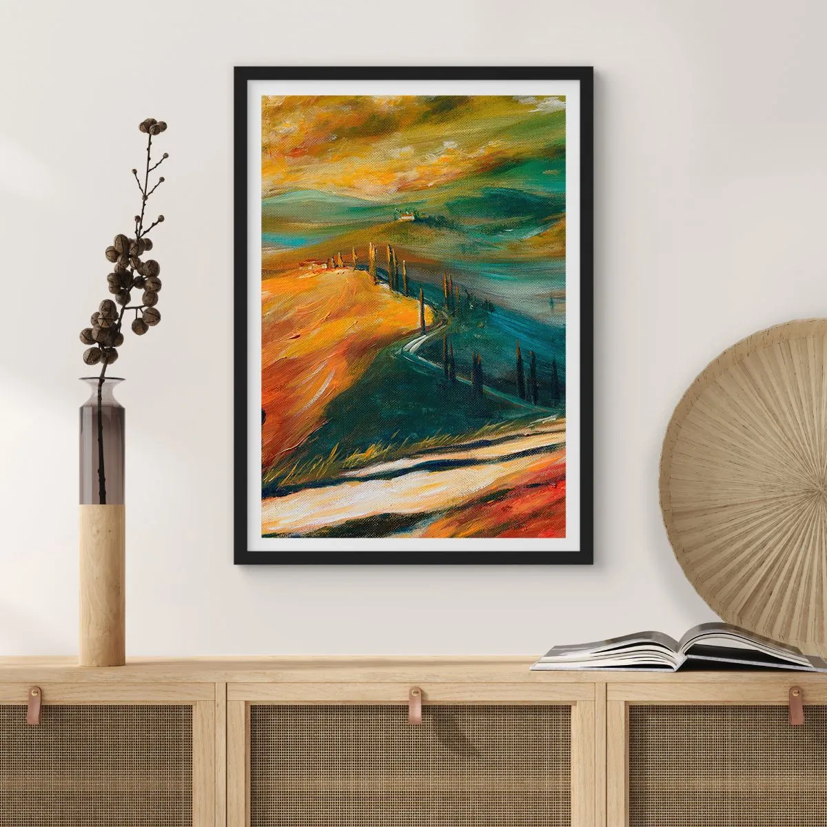 Poster in cornice nera - Paesaggio toscano - 61x91 cm