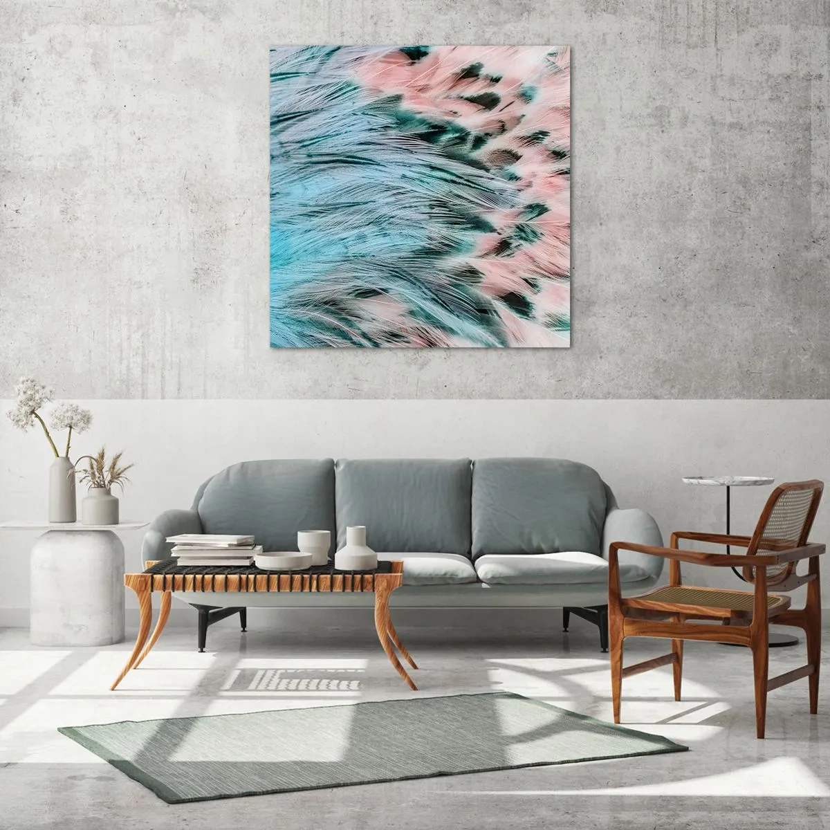 Quadro su vetro - Piumino rosa zaffiro - 50x50 cm