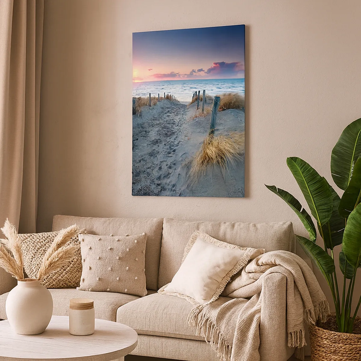 Quadro su tela - Stampe su Tela - Sentiero che porta alla spiaggia al tramonto - 50x70cm - Hai versato un arcobaleno di luce radiosa... - Decorazione murale moderna per soggiorno e camera da letto ARTTOR