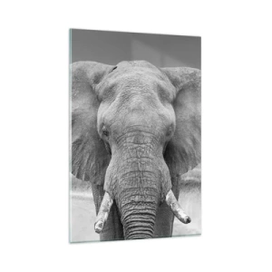 Quadro su vetro - Ritratto di un elefante in bianco e nero - 80x120cm - Benvenuti nel mio mondo - Decorazione murale moderna per soggiorno e camera da letto ARTTOR