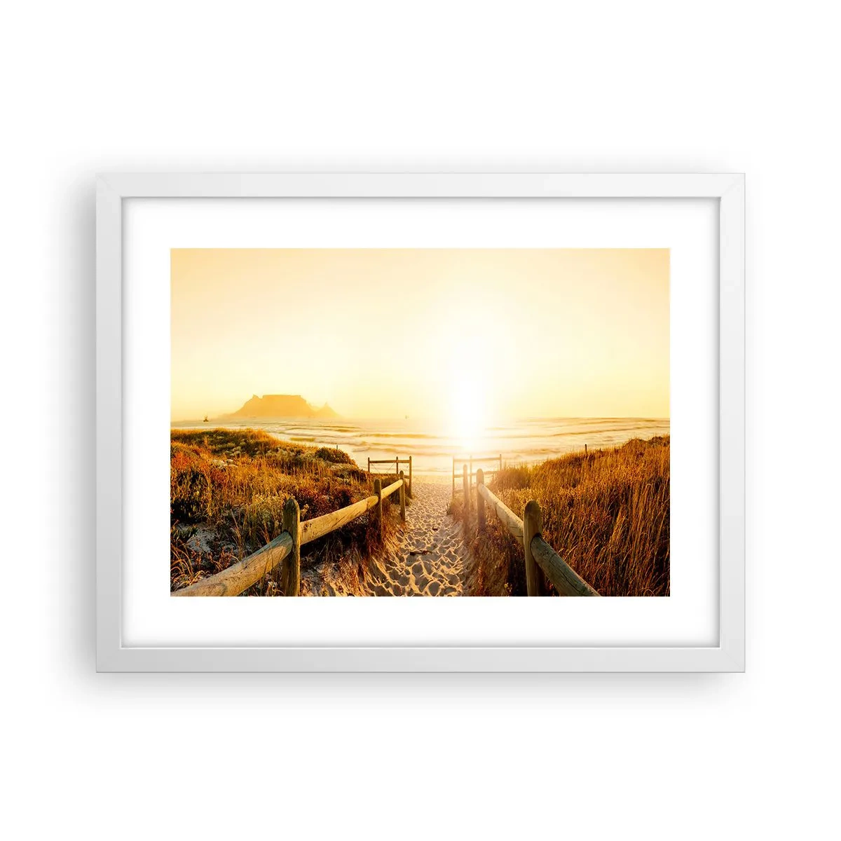 Poster in cornice bianca - Attraverso la duna, verso il sole - 40x30 cm