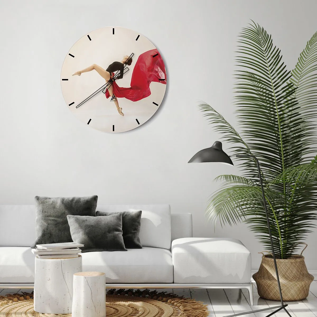 Orologio da parete - Orologio in Vetro - Rosso e nero - 30x30 cm