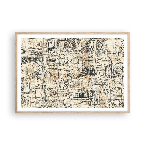 Poster in cornice rovere chiaro - In attesa di essere decifrato - 100x70 cm
