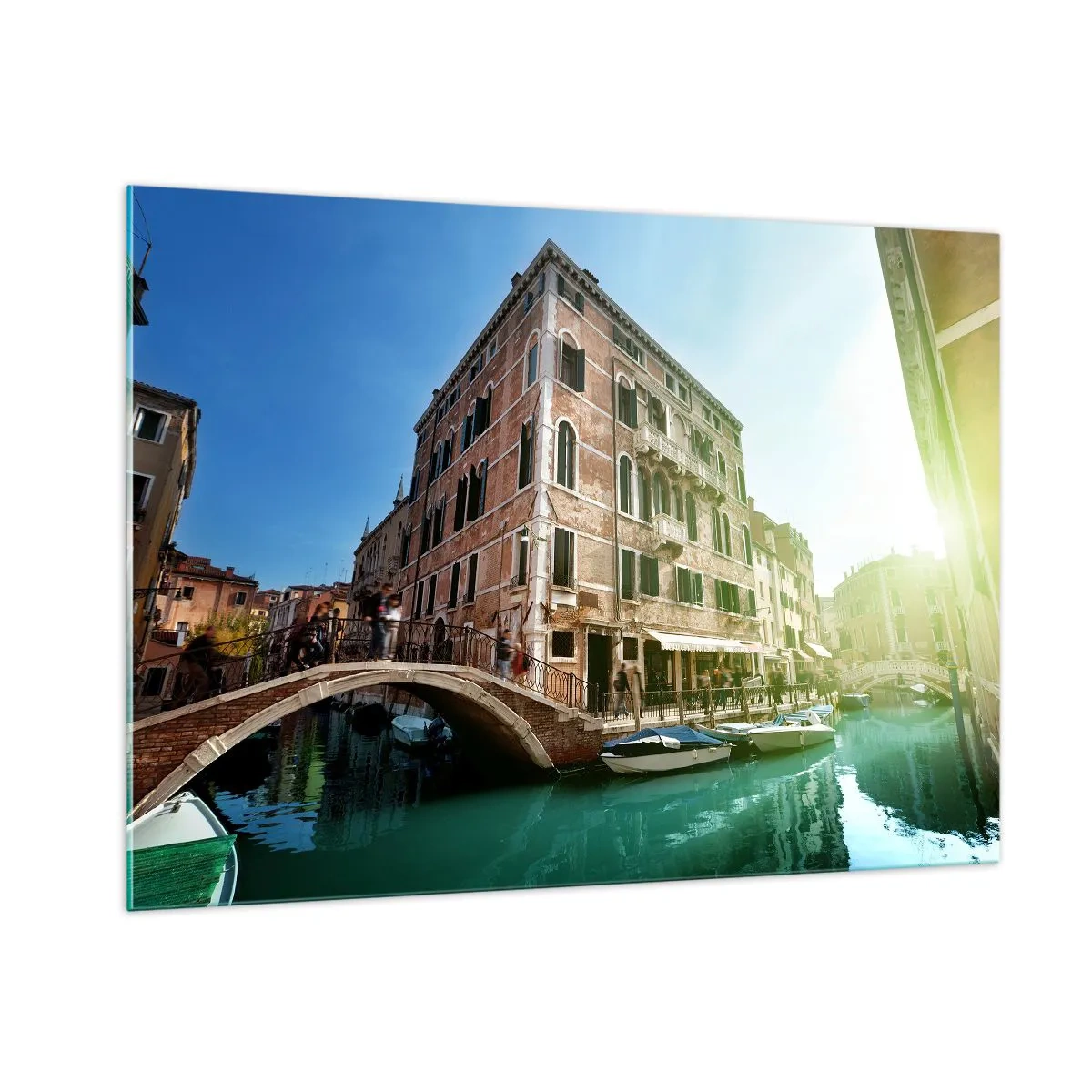 Quadro su vetro - Venezia con canale, ponte ed edifici storici - 100x70cm - Venezia, Amore Mio - Decorazione murale moderna per soggiorno e camera da letto ARTTOR