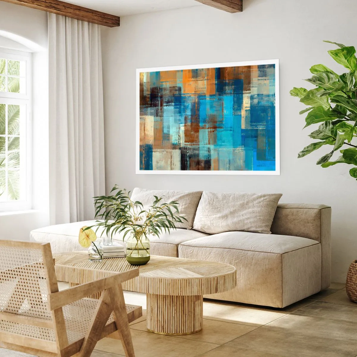 Poster - Attraverso la tenda blu - 40x30 cm