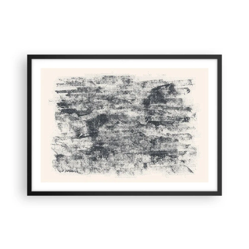Poster in cornice nera - Composizione astratta nebbiosa in tonalità di grigio - 70x50cm - Composizione nebbiosa - Decorazione murale moderna per soggiorno e camera da letto ARTTOR