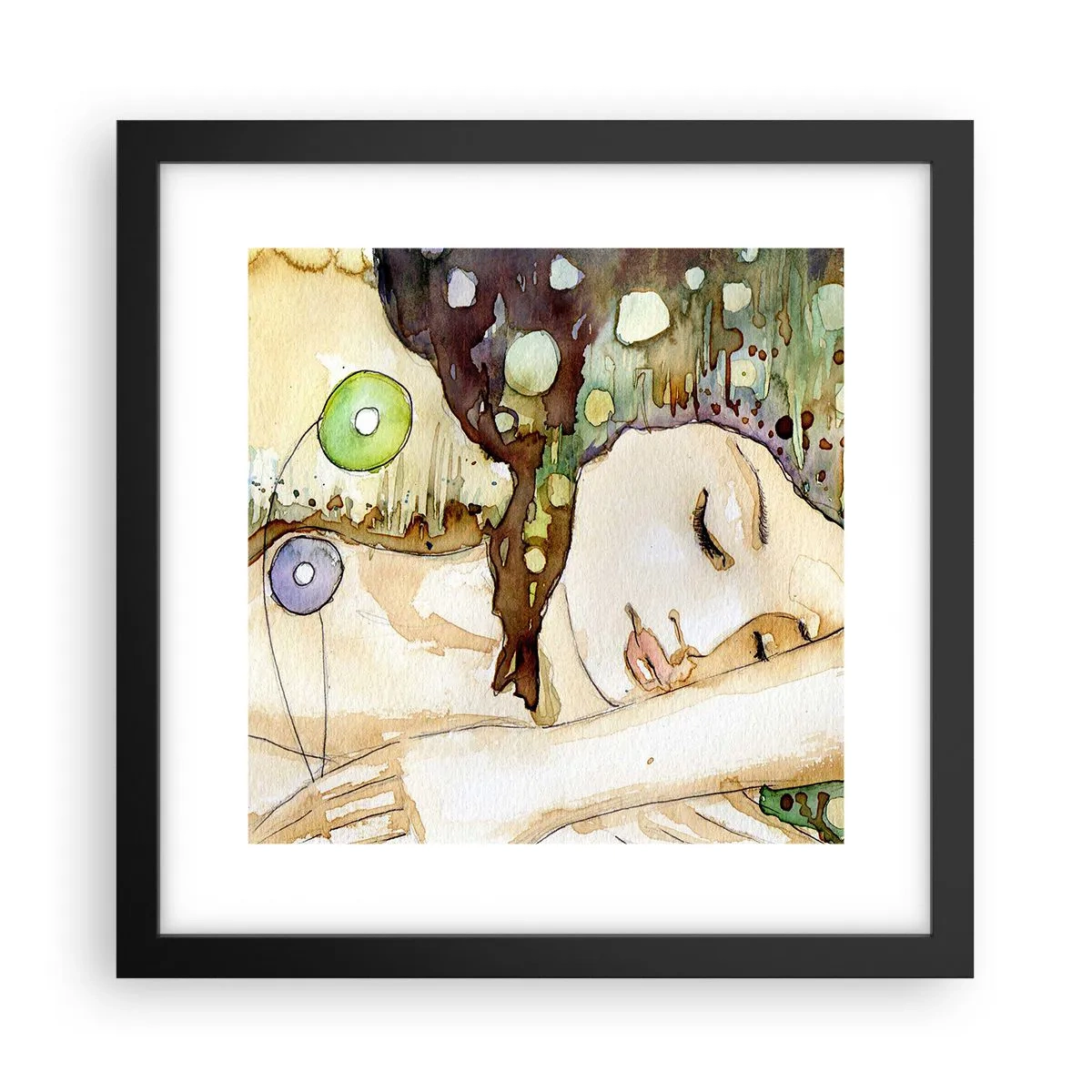 Poster in cornice nera - Sogno smeraldo e viola - 30x30 cm