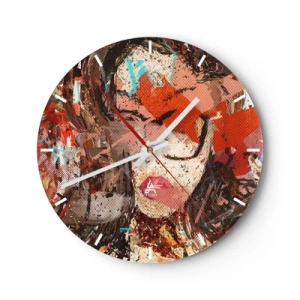 Orologio da parete - Orologio in Vetro - Ritratto astratto di una donna dai colori intensi - 30x30cm - Nessuno sa come sei veramente - Decorazione murale moderna per soggiorno, cucina e camera da letto ARTTOR