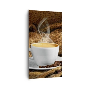 Quadro su tela - Stampe su Tela - L'odore di caffè con la schiuma del colore del miele - 65x120 cm