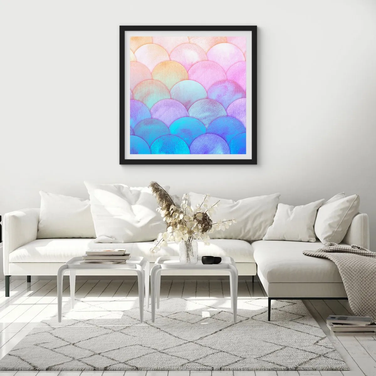 Poster in cornice nera - Scaglie perlate - 30x30 cm