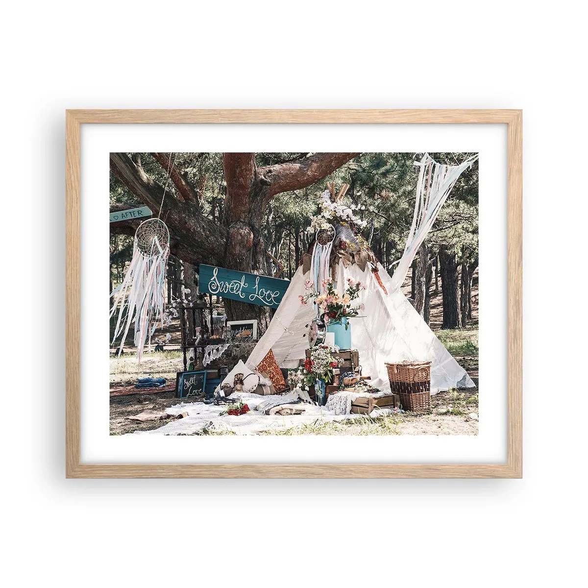 Poster in cornice rovere chiaro - Make love... - 50x40 cm