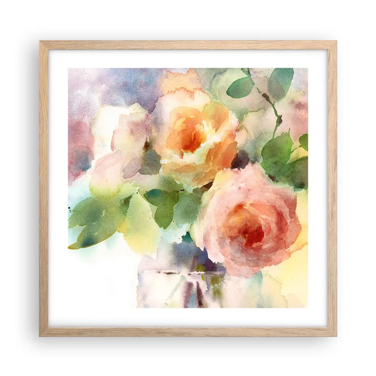 Poster in cornice rovere chiaro - Delicati come un acquerello - 50x50 cm