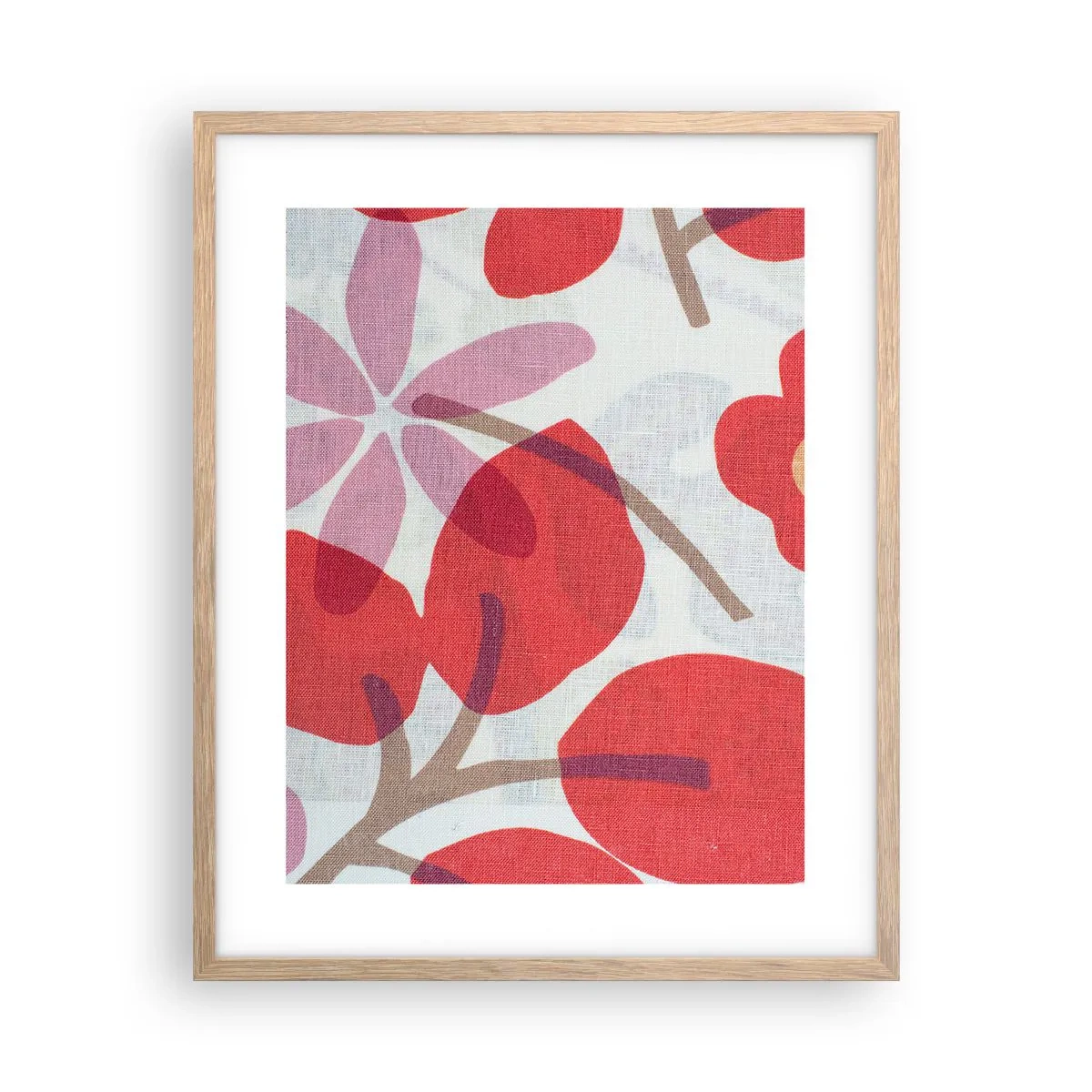 Poster in cornice rovere chiaro - Composizione di fiori in rosa - 40x50 cm