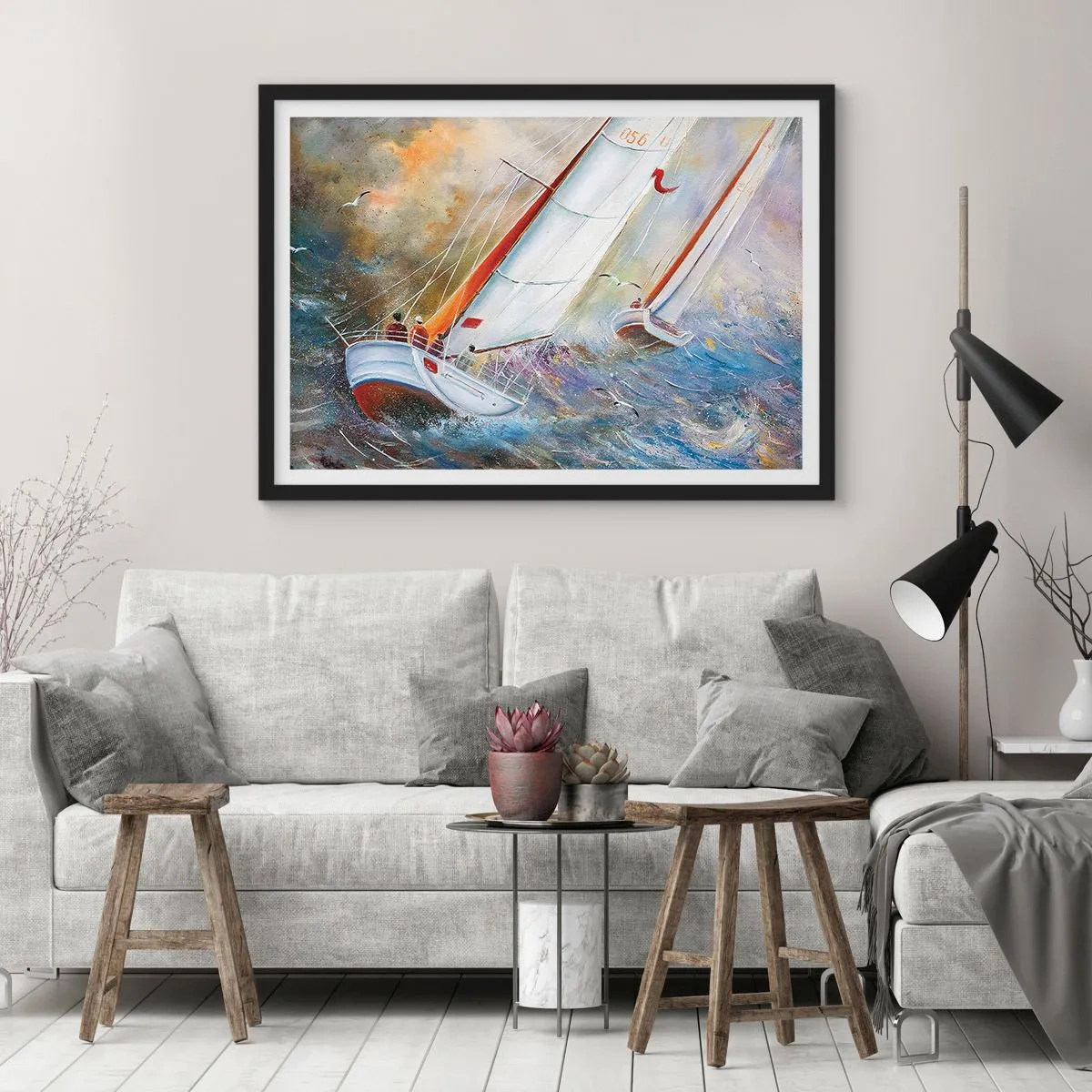 Poster in cornice nera - Correndo sulle onde - 50x40 cm