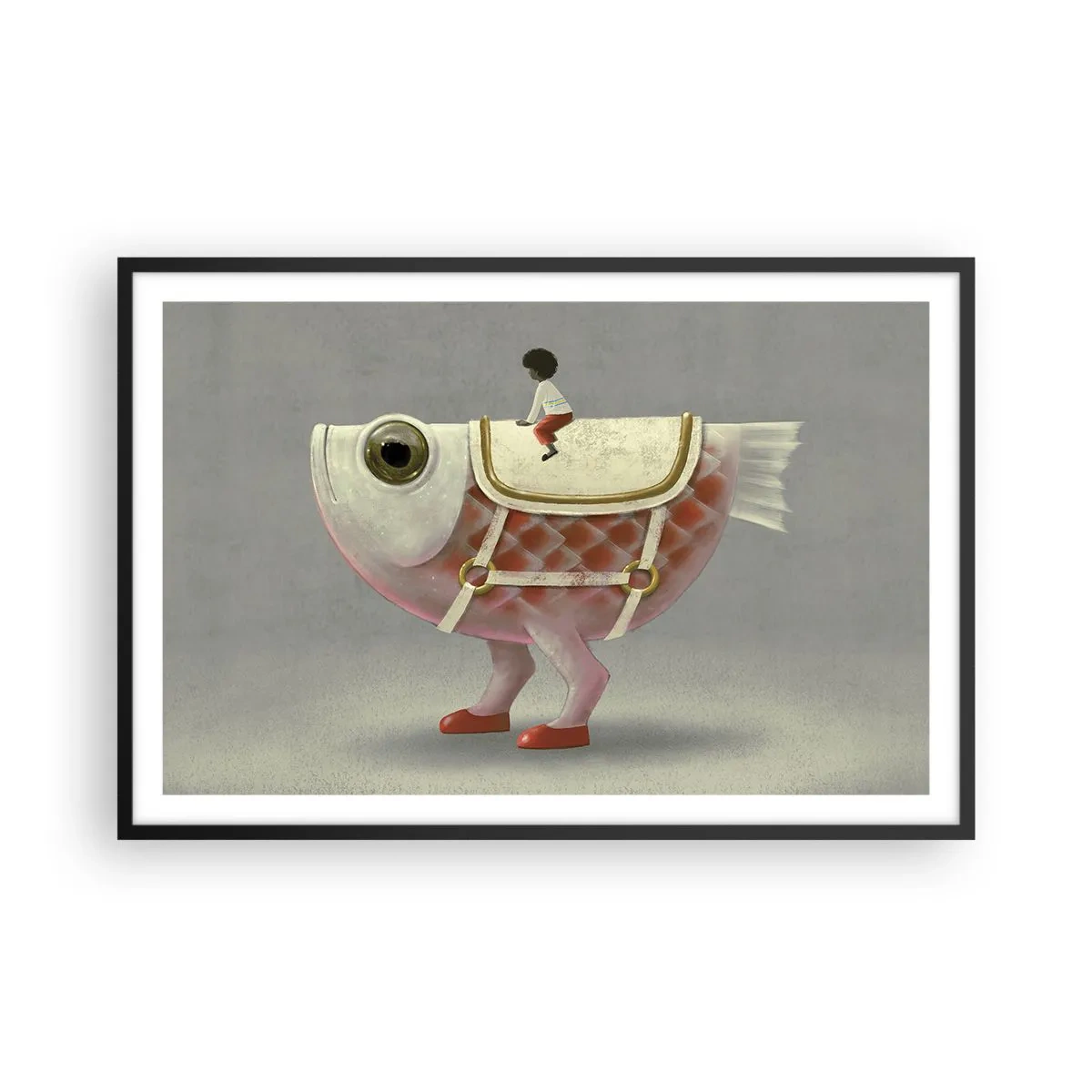 Poster in cornice nera - Il cavaliere del pesce - 91x61 cm