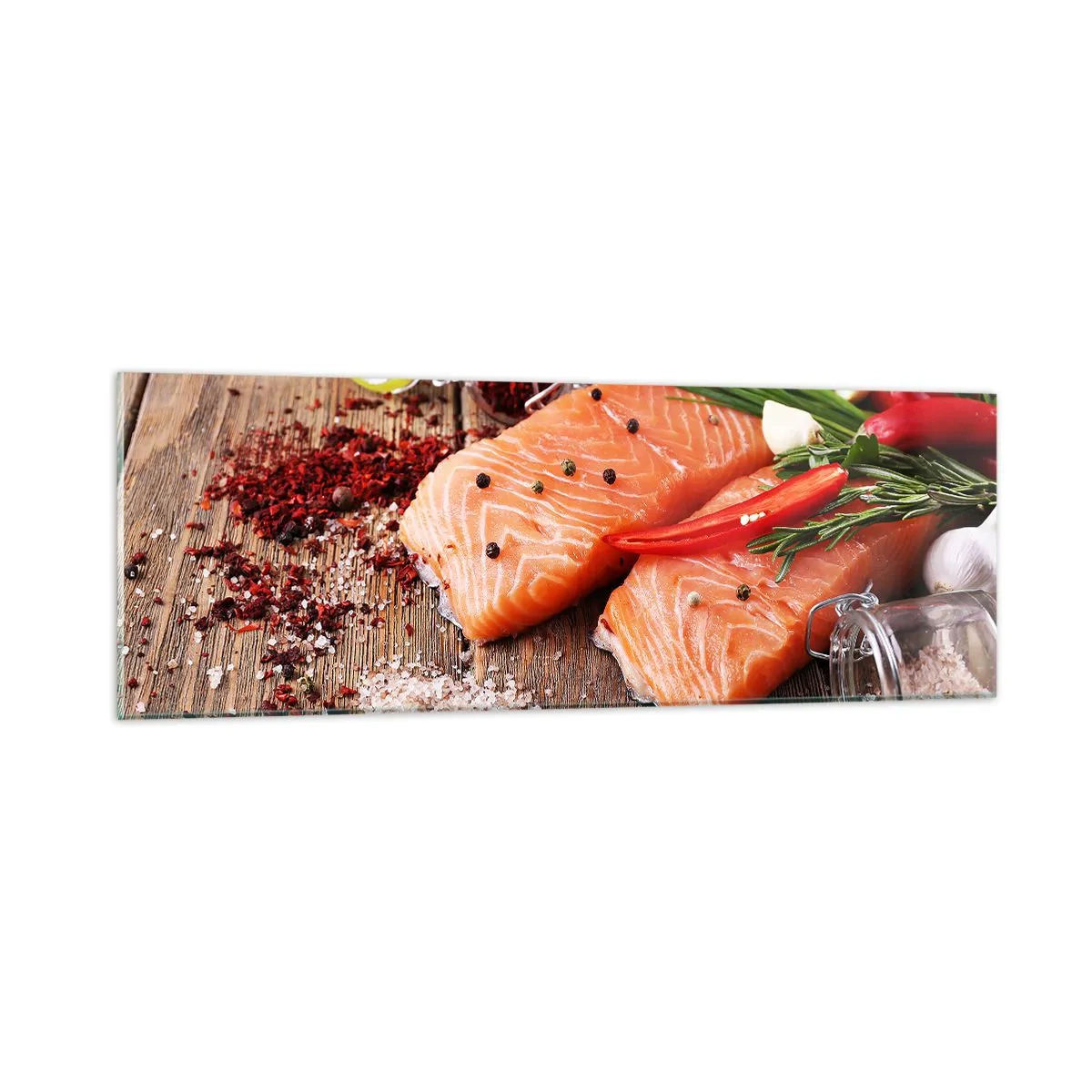 Quadro su vetro - Avventura norvegese in cucina - 90x30 cm