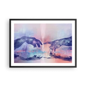 Poster in cornice nera - Mani simboliche in colori astratti, che rimandano al tema della creazione - 70x50cm - La scintilla divina della vita - Decorazione murale moderna per soggiorno e camera da letto ARTTOR