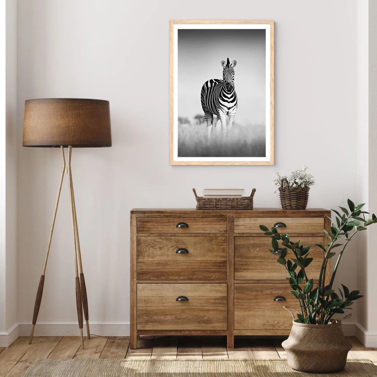 Poster in cornice rovere chiaro - E tuttavia il mondo è bianco e nero - 30x40 cm