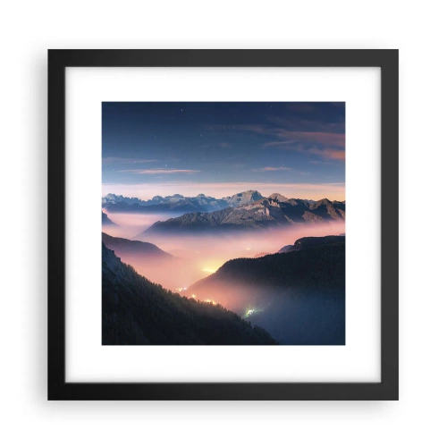 Poster in cornice nera - La luce nelle valli - 30x30 cm