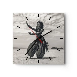 Orologio da parete - Orologio in Vetro - Ballerina esotica sullo sfondo del deserto - 30x30cm - Il ballo delle isole del sud - Decorazione murale moderna per soggiorno e camera da letto ARTTOR