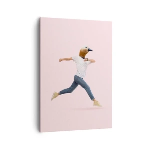 Quadro su tela - Stampe su Tela - Una figura surrealista con la testa di un'anatra in movimento - 50x70cm - Un pizzico di assurdo - Decorazione murale moderna per soggiorno e camera da letto ARTTOR