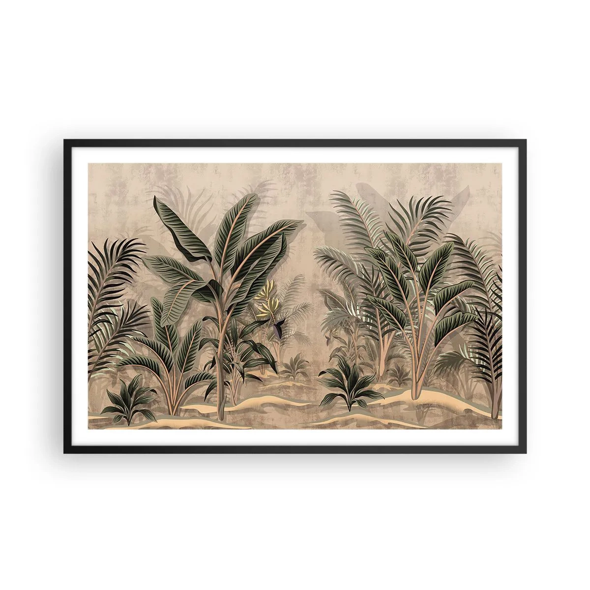 Poster in cornice nera - Incisione in stile coloniale - 91x61 cm