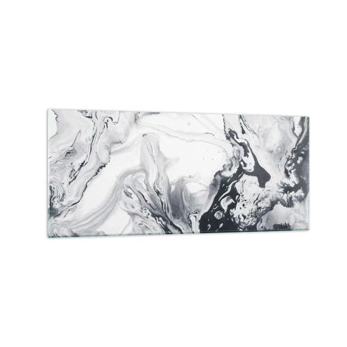 Quadro su vetro - Motivo astratto monocromatico con effetto marmo - 120x50cm - Il centro della terra - Decorazione murale moderna per soggiorno e camera da letto ARTTOR