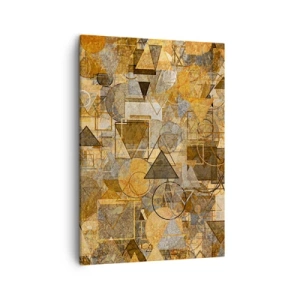 Quadro su tela - Stampe su Tela - Motivi geometrici astratti nelle tonalità dell'oro - 50x70cm - Il mondo compreso nella forma - Decorazione murale moderna per soggiorno e camera da letto ARTTOR