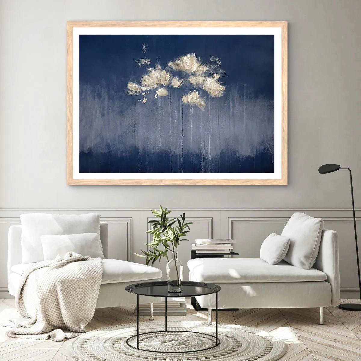 Poster in cornice rovere chiaro - Come petali al vento - 100x70 cm