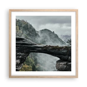 Poster in cornice rovere chiaro - Qui inizia l'avventura - 50x50 cm