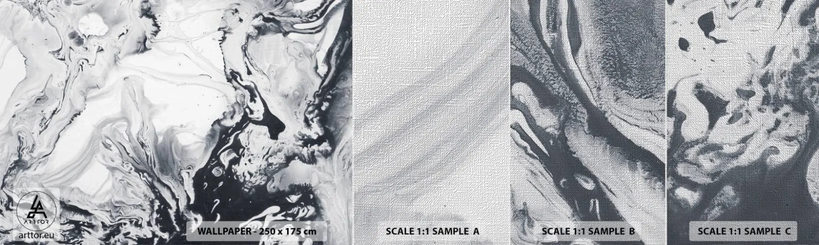 Campione di Fotomurale Premium Canvas - Il centro della terra - Astrazione, Pezzo, Bianco e nero - 100x30 cm