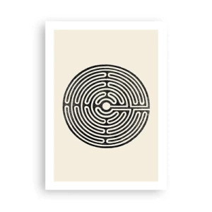 Poster - Un labirinto minimalista in bianco e nero su uno sfondo chiaro. - 50x70cm - Ordine misterioso - Decorazione murale moderna per soggiorno e camera da letto ARTTOR