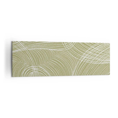 Quadro su tela - Stampe su Tela - Linee verdi e bianche in una composizione astratta - 160x50cm - Astrazione intricata in bianco - Decorazione murale moderna per soggiorno e camera da letto ARTTOR