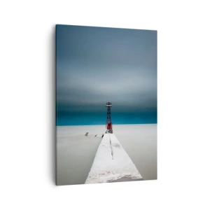 Quadro su tela - Stampe su Tela - Un faro alla fine di un molo di cemento in un paesaggio desolato - 50x70cm - Incontrando l'infinito - Decorazione murale moderna per soggiorno e camera da letto ARTTOR